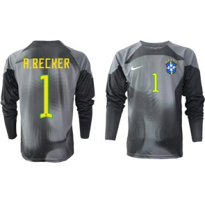 Brasilien Alisson Becker #1 Målvakt Hemmatröja VM 2022 Långärmad